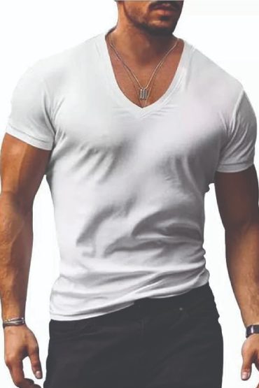 V Cut T Shirt White – 1 Pc