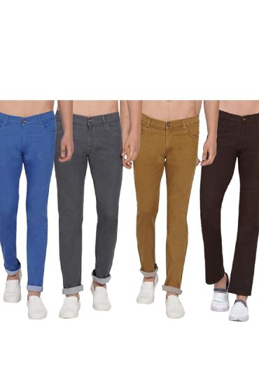 Multi Color Jeans Full Pant For Men – 4 Pcs Combo